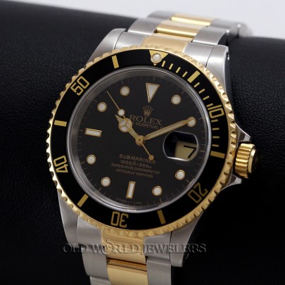 Rolex Submariner Ref 16613 18K Gold Steel Black Dial